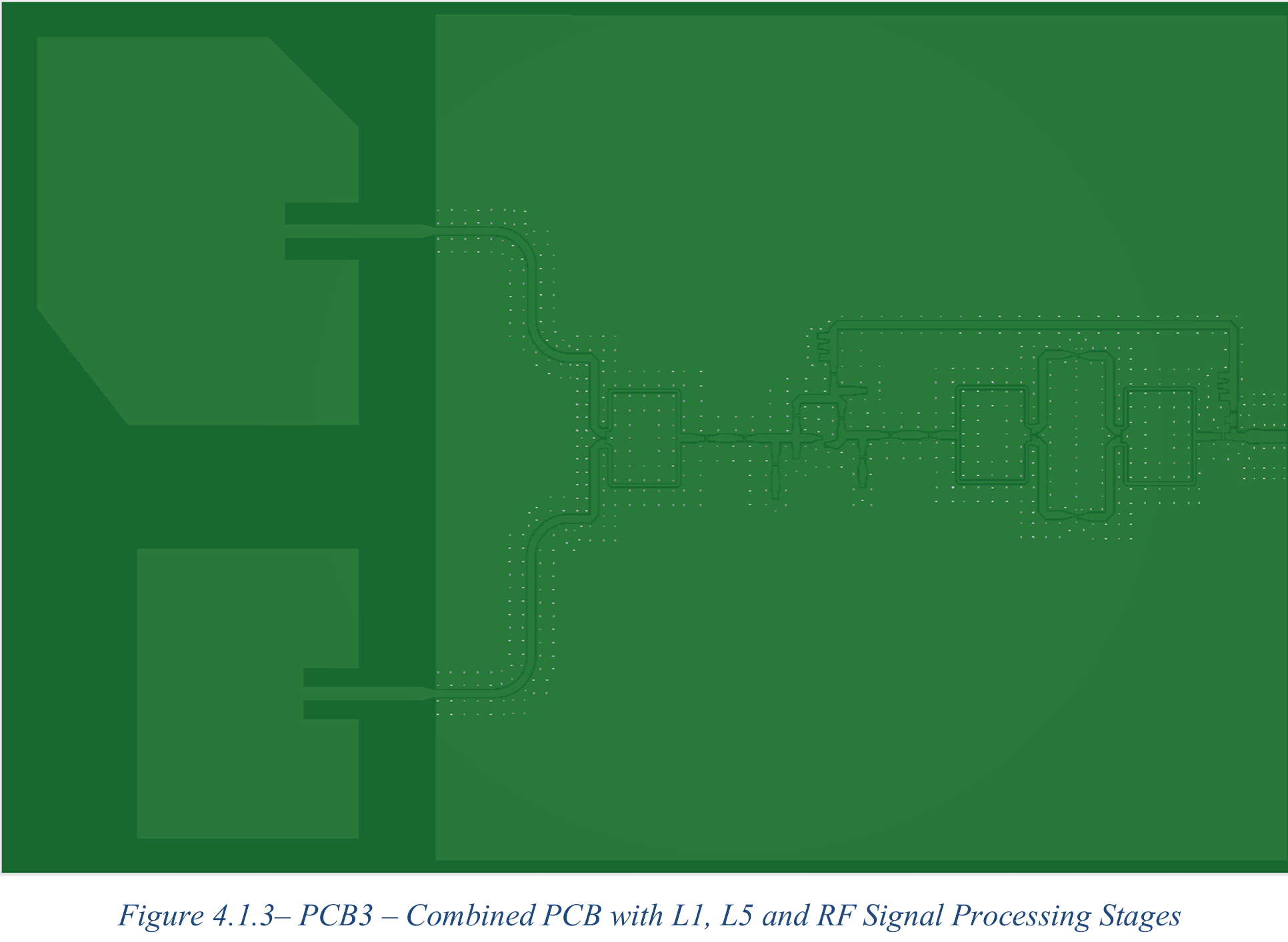 PCB3 combined board with antennas and RF stages
